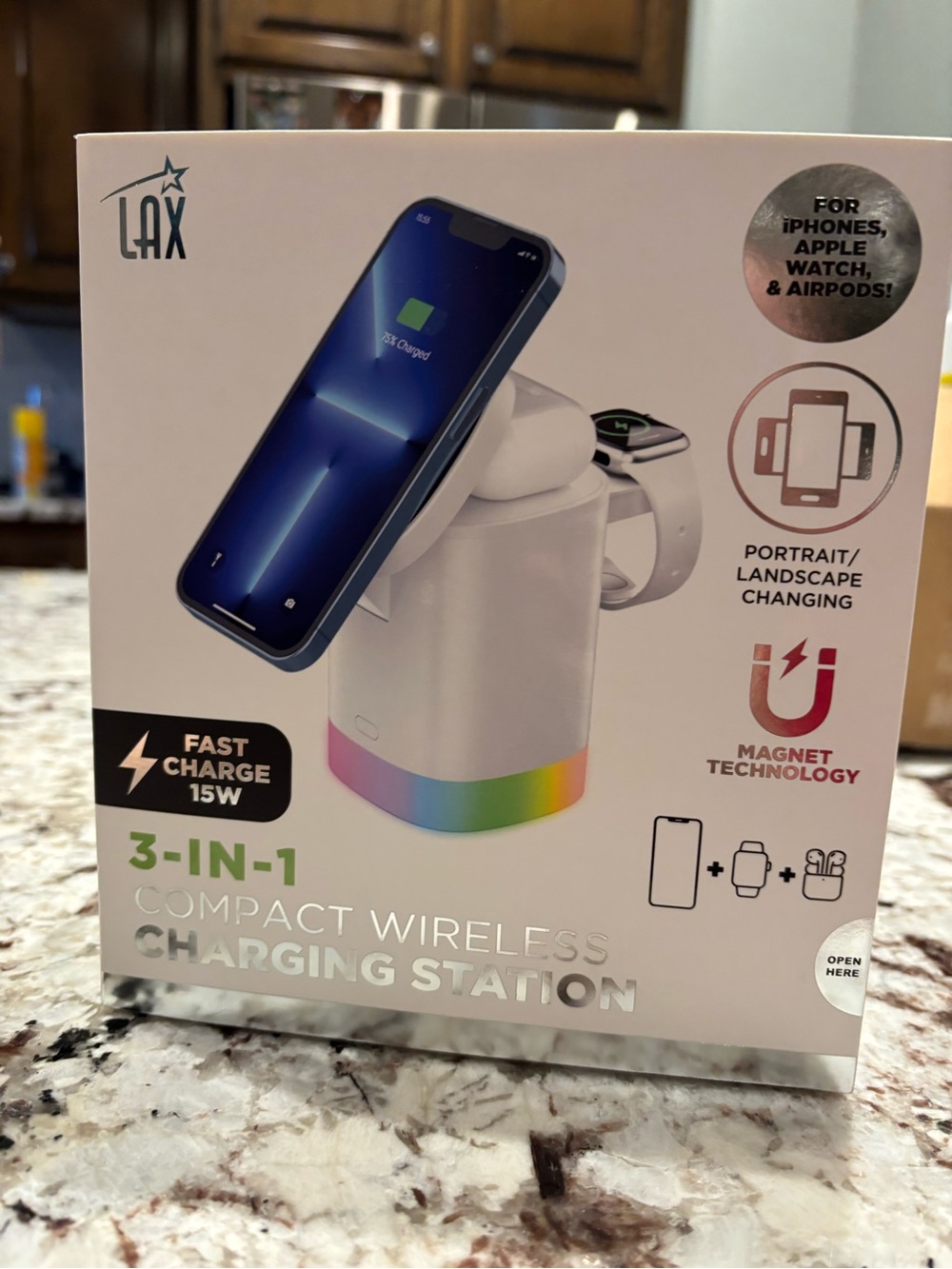 LAX Gadgets 3-in-1 MagSafe Compatible Compact Wireless Charging Station